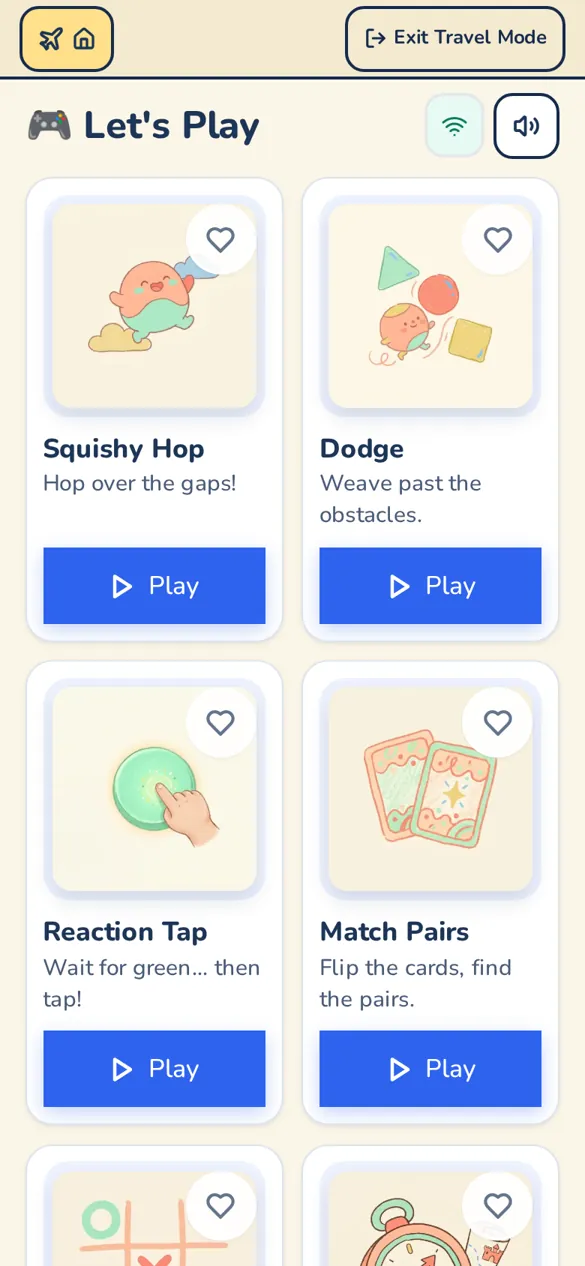Travel Mode “Let's Play” category on a phone